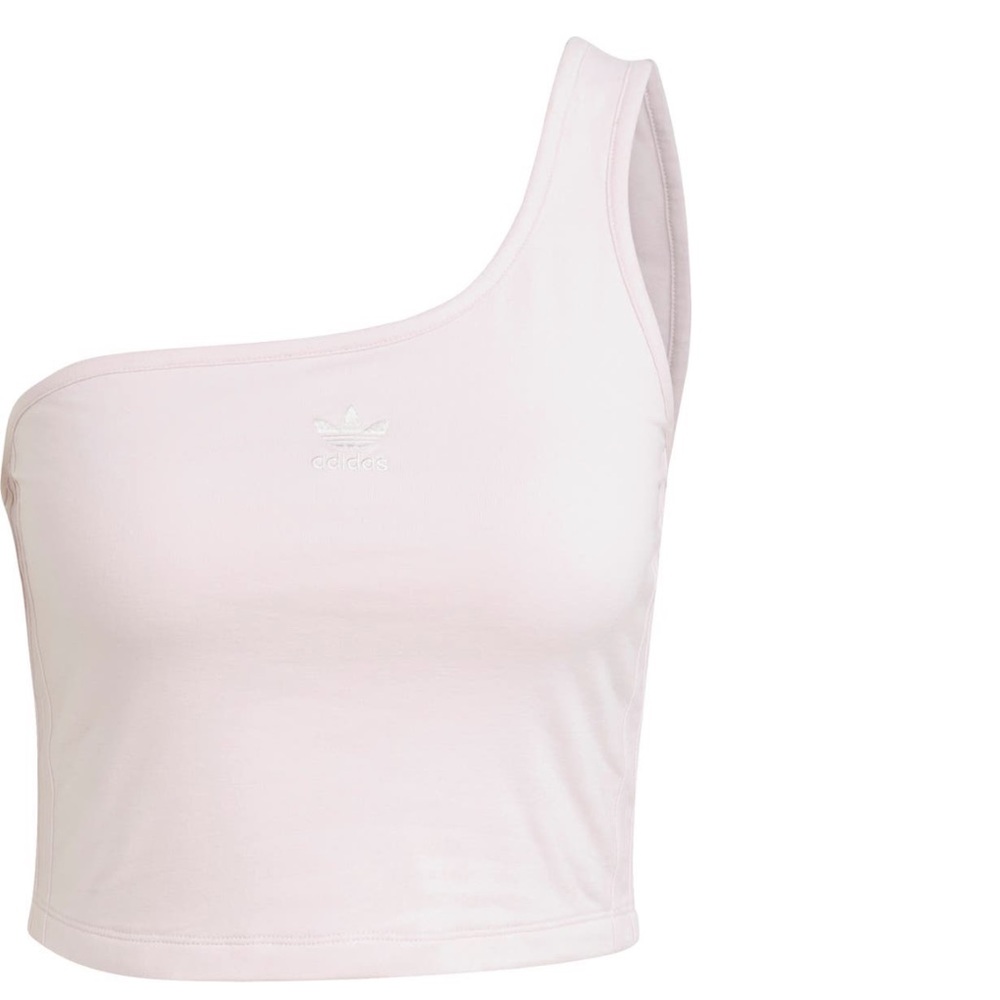 adidas one shoulder crop tank - blush